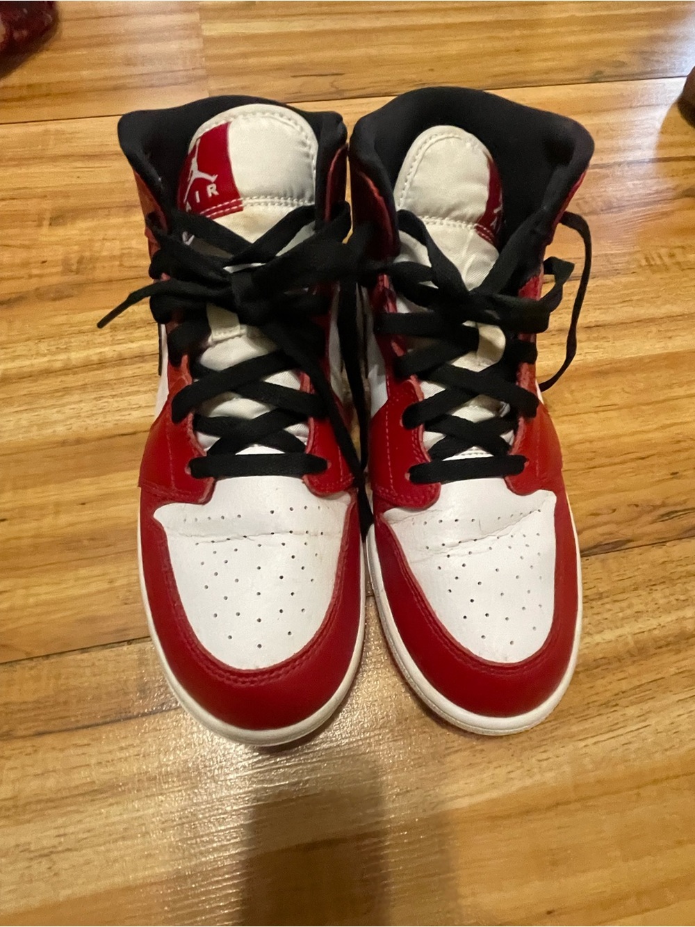 Nike Kids' Red and White High-Top Basketball Shoes